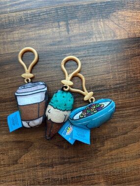 Butts on Things Plush Keychain Lot Coffee Ice Cream Donut Set of 3